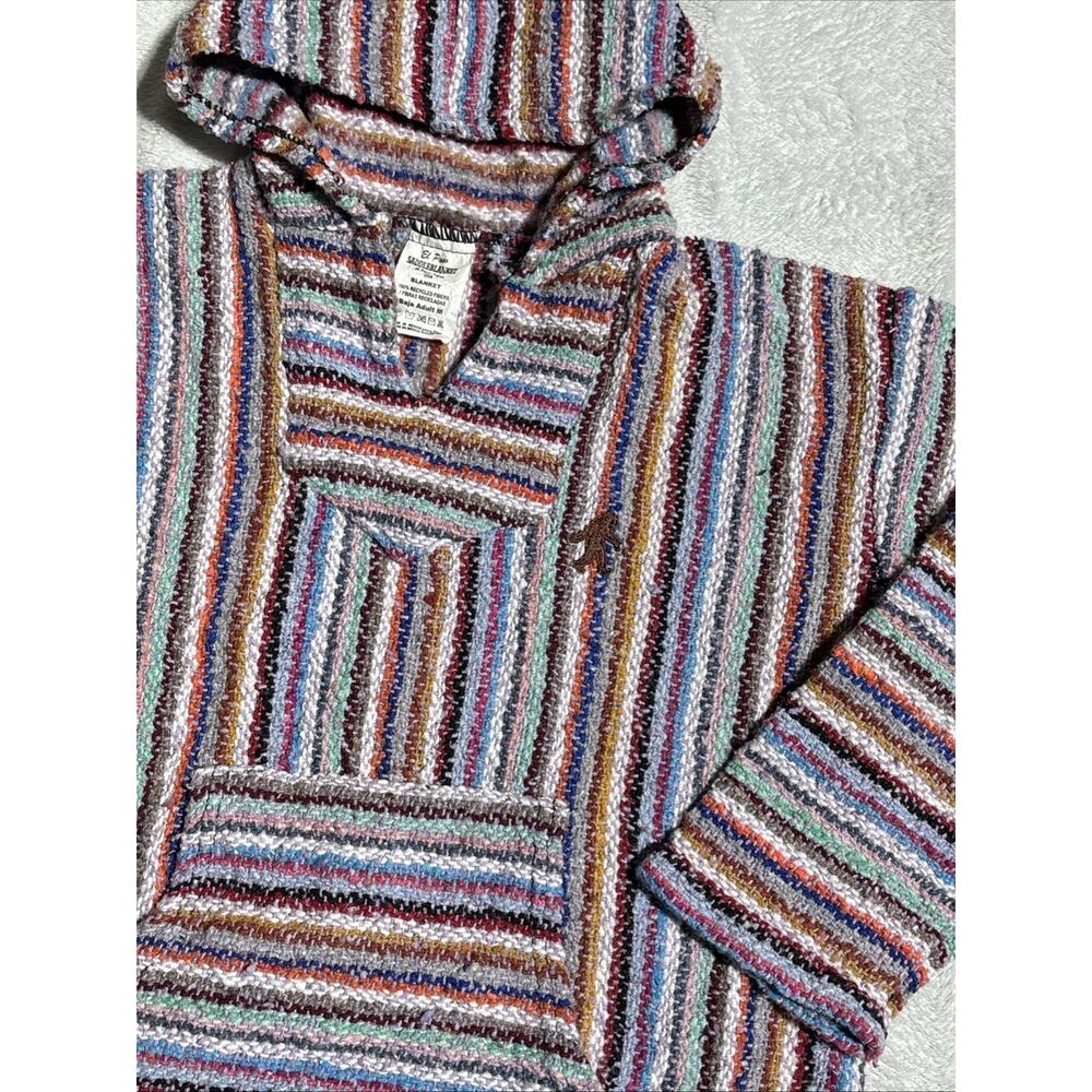 El Paso Saddleblanket Co. Eco Friendly Handmade Striped Baja Hoodie Pullover M